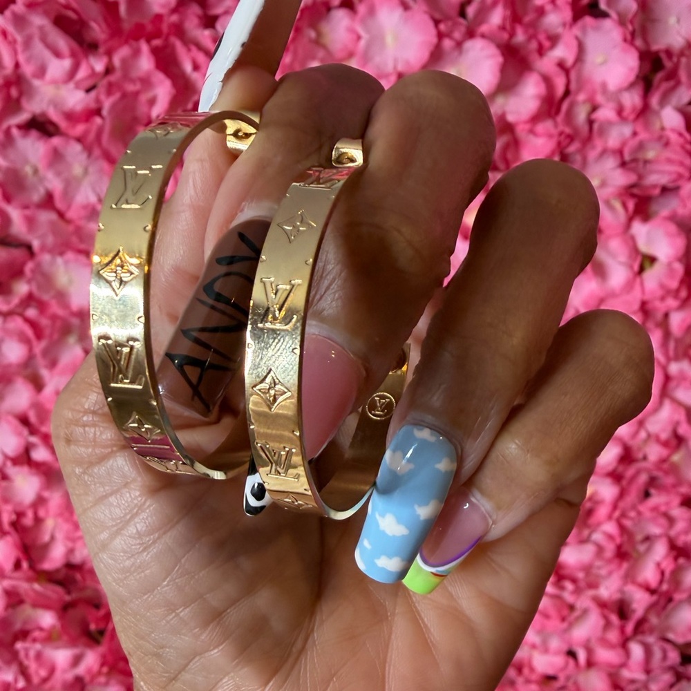 Gold Logo Hoop Earrings - Luxury Designer Style